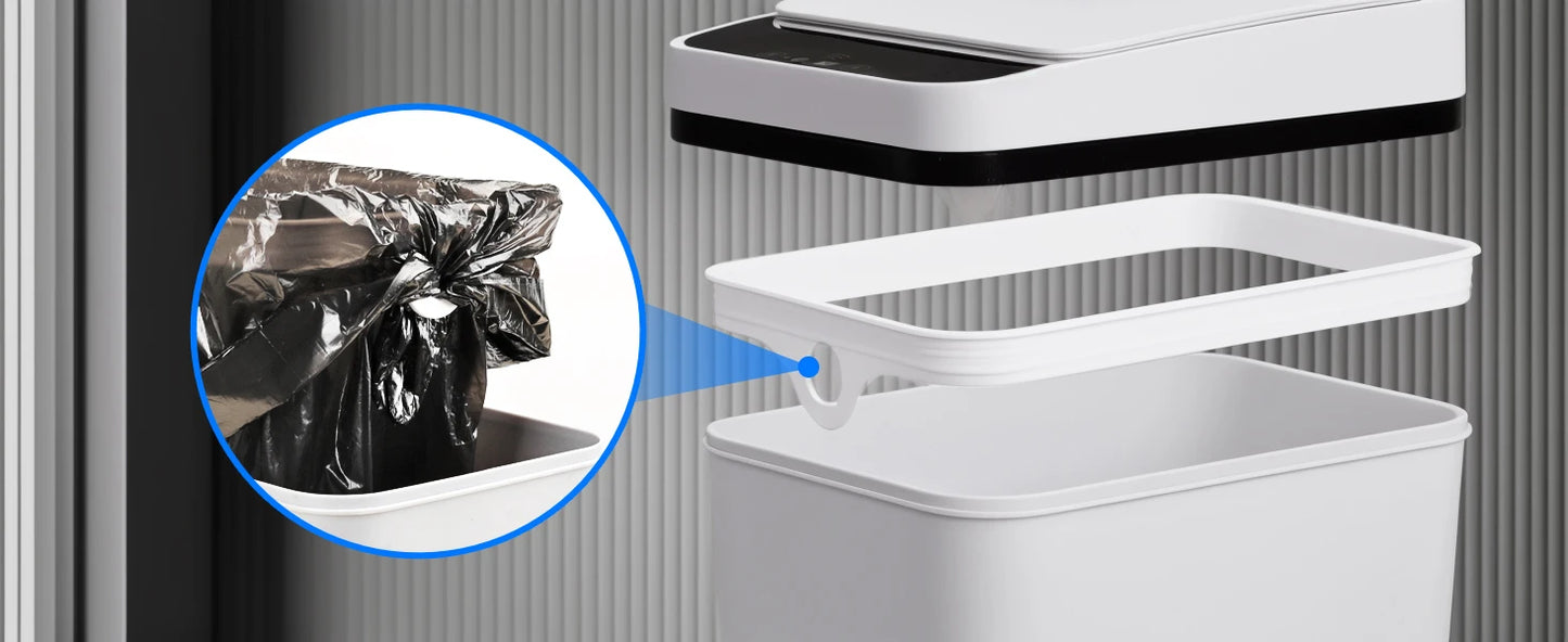 2 Pack Bathroom Automatic Trash Cans Touchless Motion Sensor Slim with Lid for Bathroom Bedroom Living Room Office White