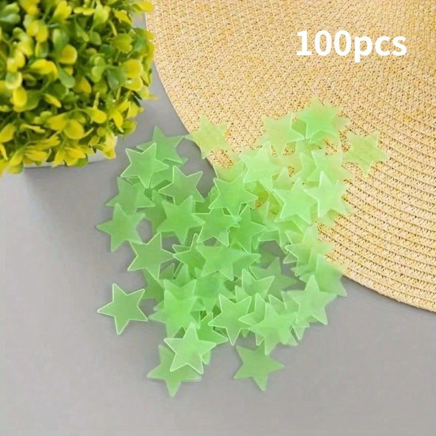 100pcs Star Wall Stickers Luminous Glow in The Dark Ceiling Decor for Bedroom, Create Starry Sky Wall Art