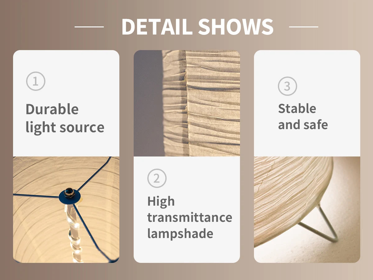 Paper floor lamp, paper and chrome-plated standing lamp, LED light strip, living room and bedroom decoration, festival lantern,