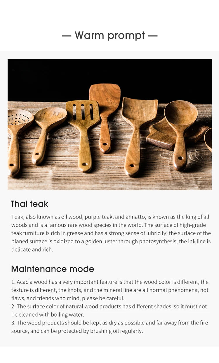 9 PCS Wooden Spoons For Cooking, Wooden Utensils For Cooking With Utensils Holder, Teak Wooden Kitchen Utensils Set