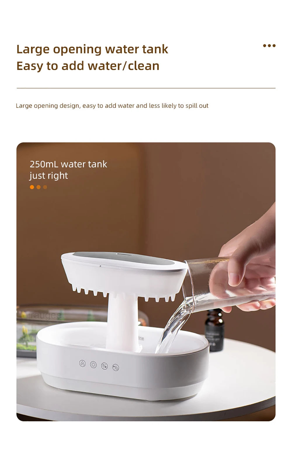 Humidifier Essential Oils Diffuser, Raindrop Music Humidifier, Home Fragrance, Aromatherapy Diffuser, Colorful Light Air Humidifier