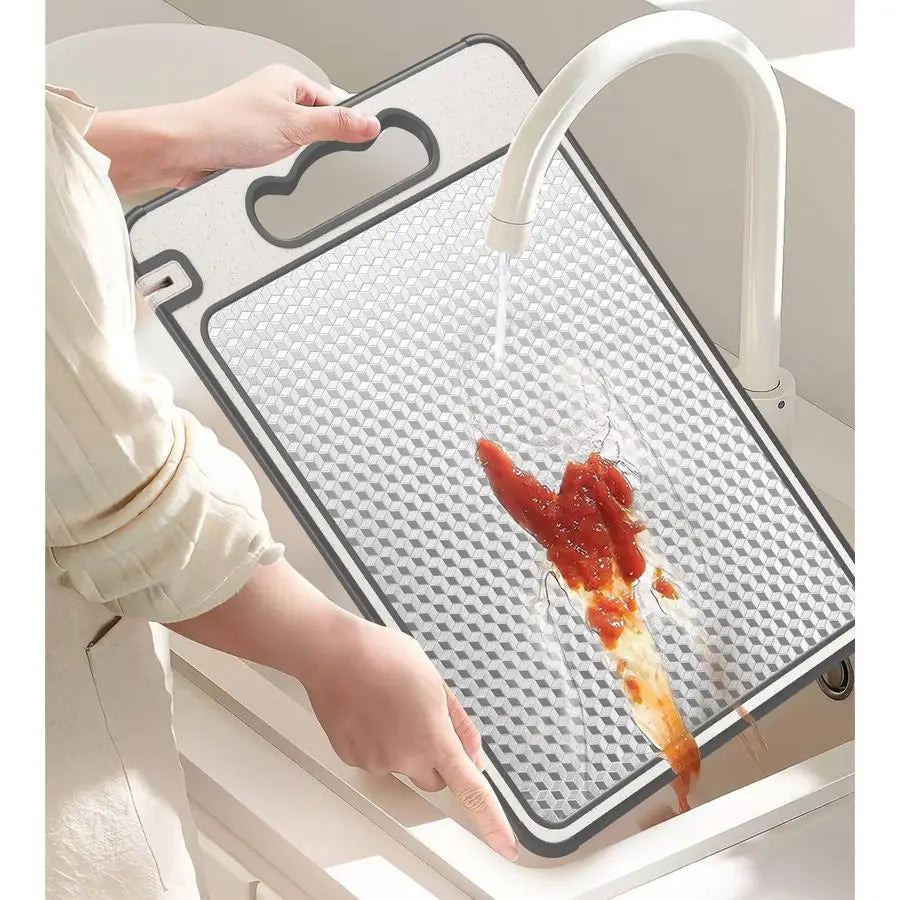 Sided 304 Stainless Steel amp Wheat Straw Cutting Board,Non Toxic Lightweight Chopping Board, Dishwasher Safe,Scratch Resistant