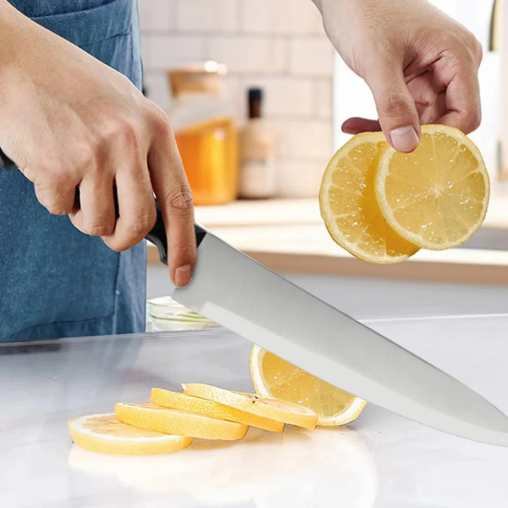 ZENG Full 15pcs Chef Knife Set Stainless Steel, Kitchen Knives Sets with Scissors, Sharpening Rod, Solid Wood Holder Cooking Tool