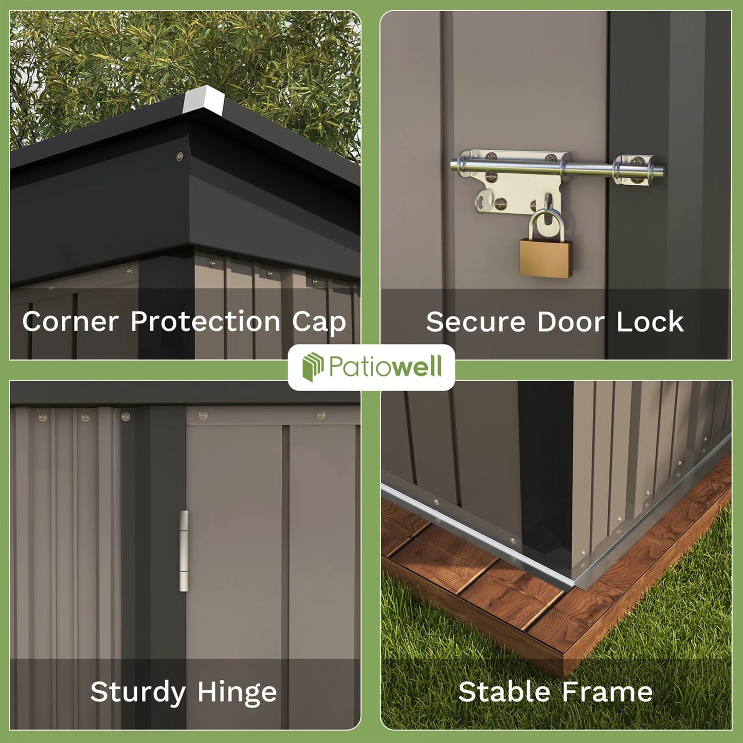 Patiowell 5x3 FT Outdoor Storage Shed, Tool Shed with Sloping Roof and Lockable Door, Metal Shed for Backyard, Garden, Patio, Lawn