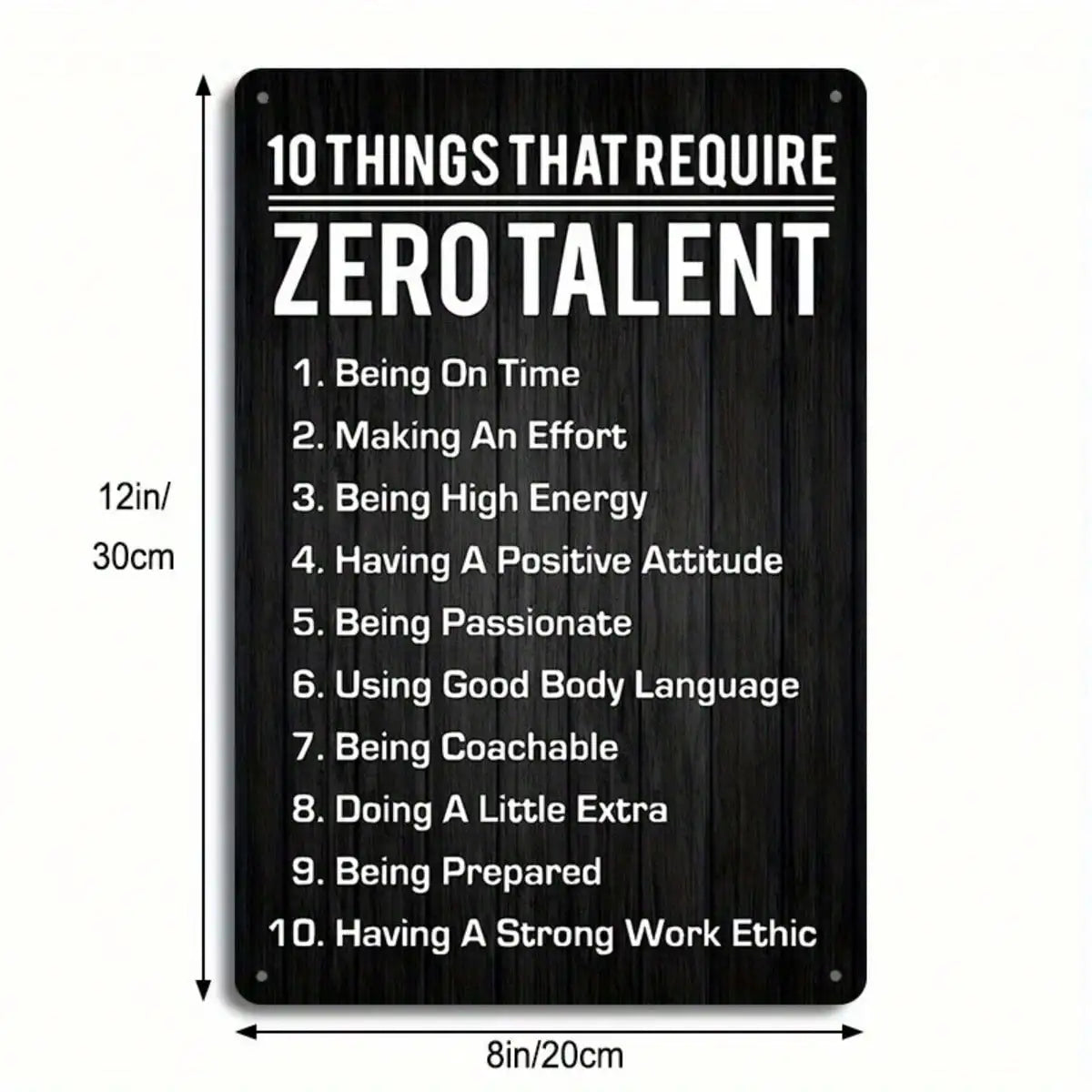 1PC Tin Sign Zero Talent List - Motivational Quote Wall Art, Funny Office/Home Decor, 8x12 Inches