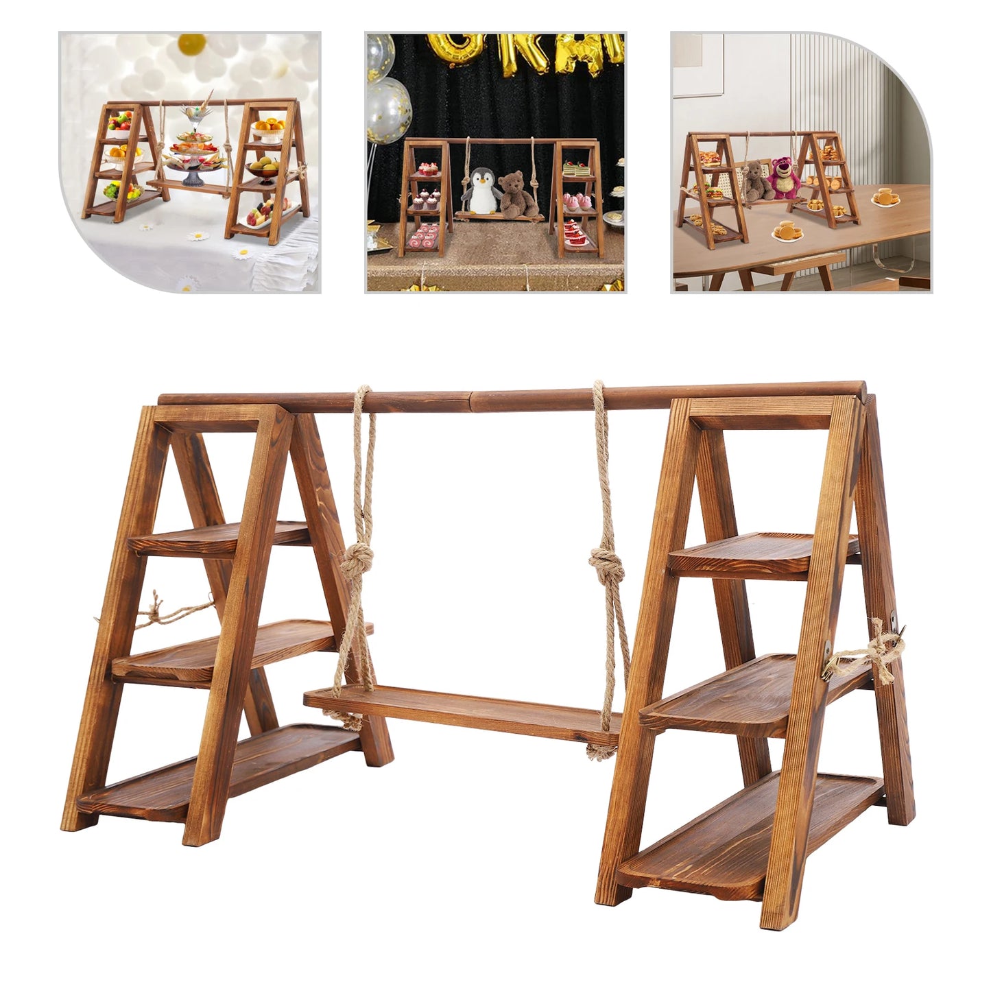 Wooden Dessert Display Stand Cake Stand, 3 Tier Serving Tray, Decorative Tiered Plate for Birthday Party Cupcake Decor
