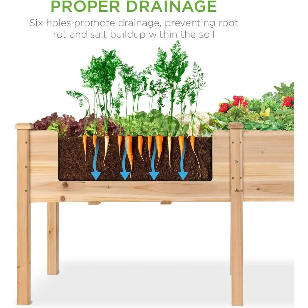 72 x 24 x 30 Inch Durable Wooden Elevated Garden Bed with Divider, Suitable for Patio, Balcony, and Backyard, Supports Up to 300
