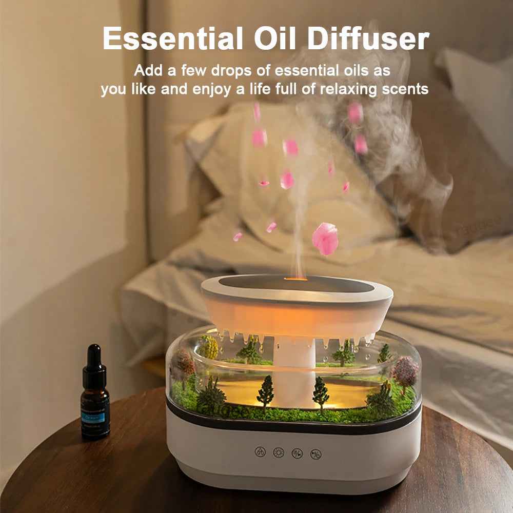 Humidifier Essential Oils Diffuser, Raindrop Music Humidifier, Home Fragrance, Aromatherapy Diffuser, Colorful Light Air Humidifier