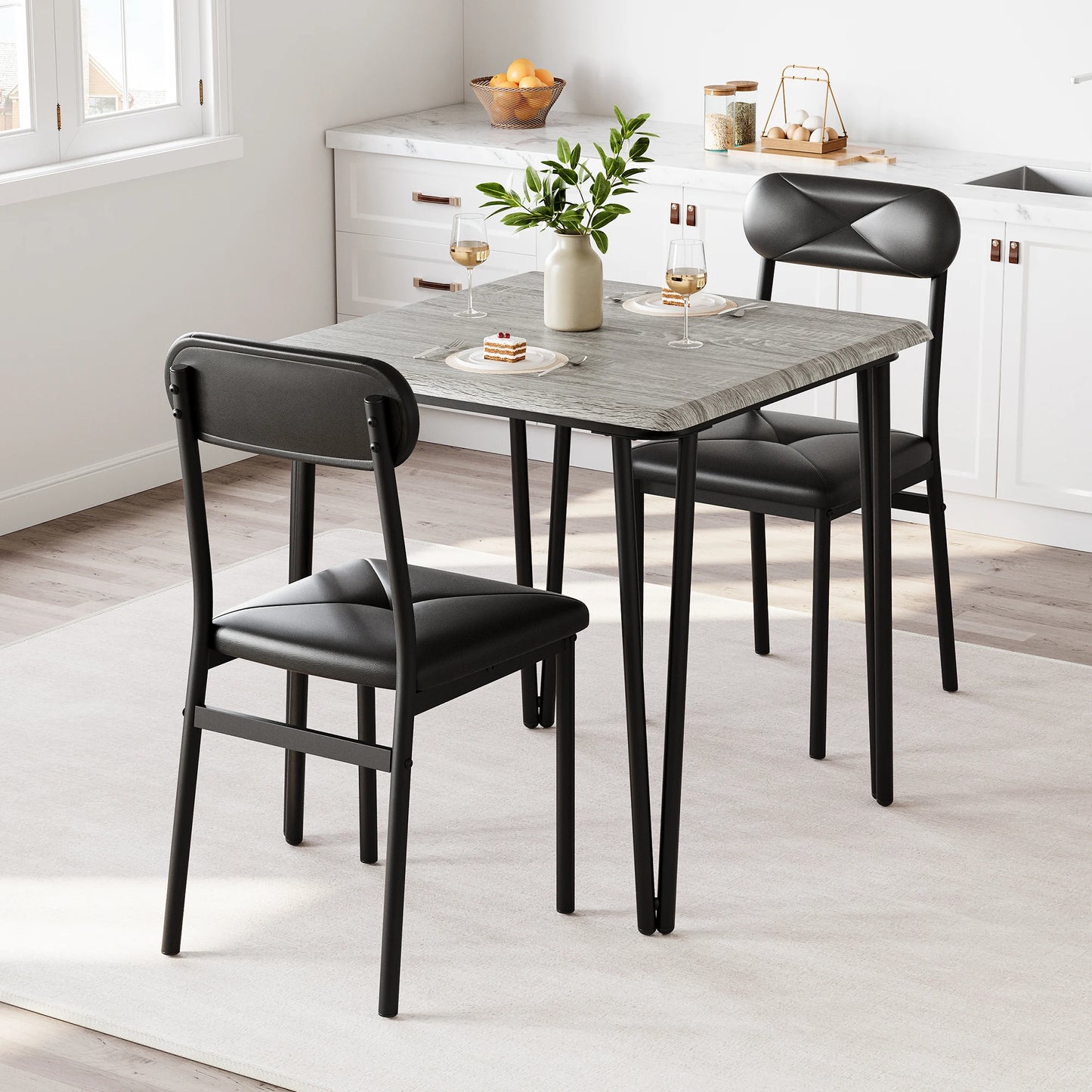 Small Dining Table Sets for 2 with Upholstered Chairs kitchen Dinner Table and Chairs Set of 2 Furniture for Dining Living Room