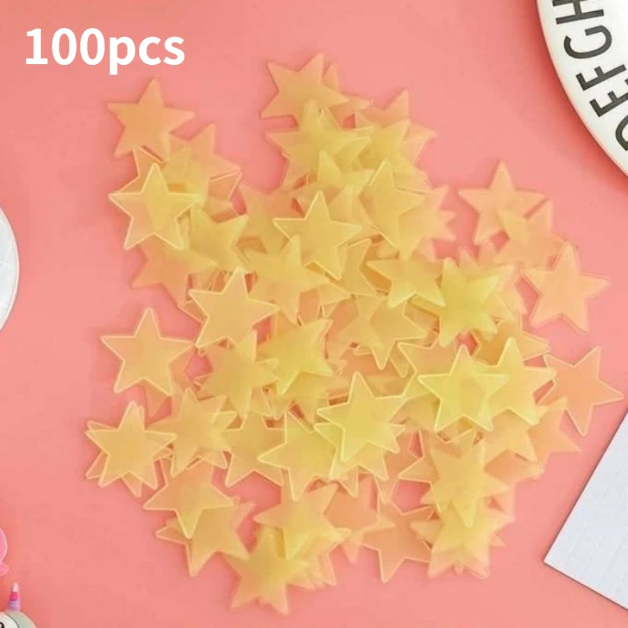 100pcs Star Wall Stickers Luminous Glow in The Dark Ceiling Decor for Bedroom, Create Starry Sky Wall Art