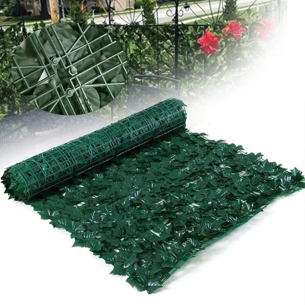 6 FT Ivy Leaf Artificial Fence Screen - Realistic Green Plastic Vine Plants for Outdoor Indoor Garden Decor, Hedge Wall Panel
