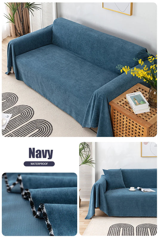 Waterproof Sofa Blanket Multipurpose Solid Color Furniture Cover Durable Fabric Dust-proof Anti-scratch Home Living Room Decor