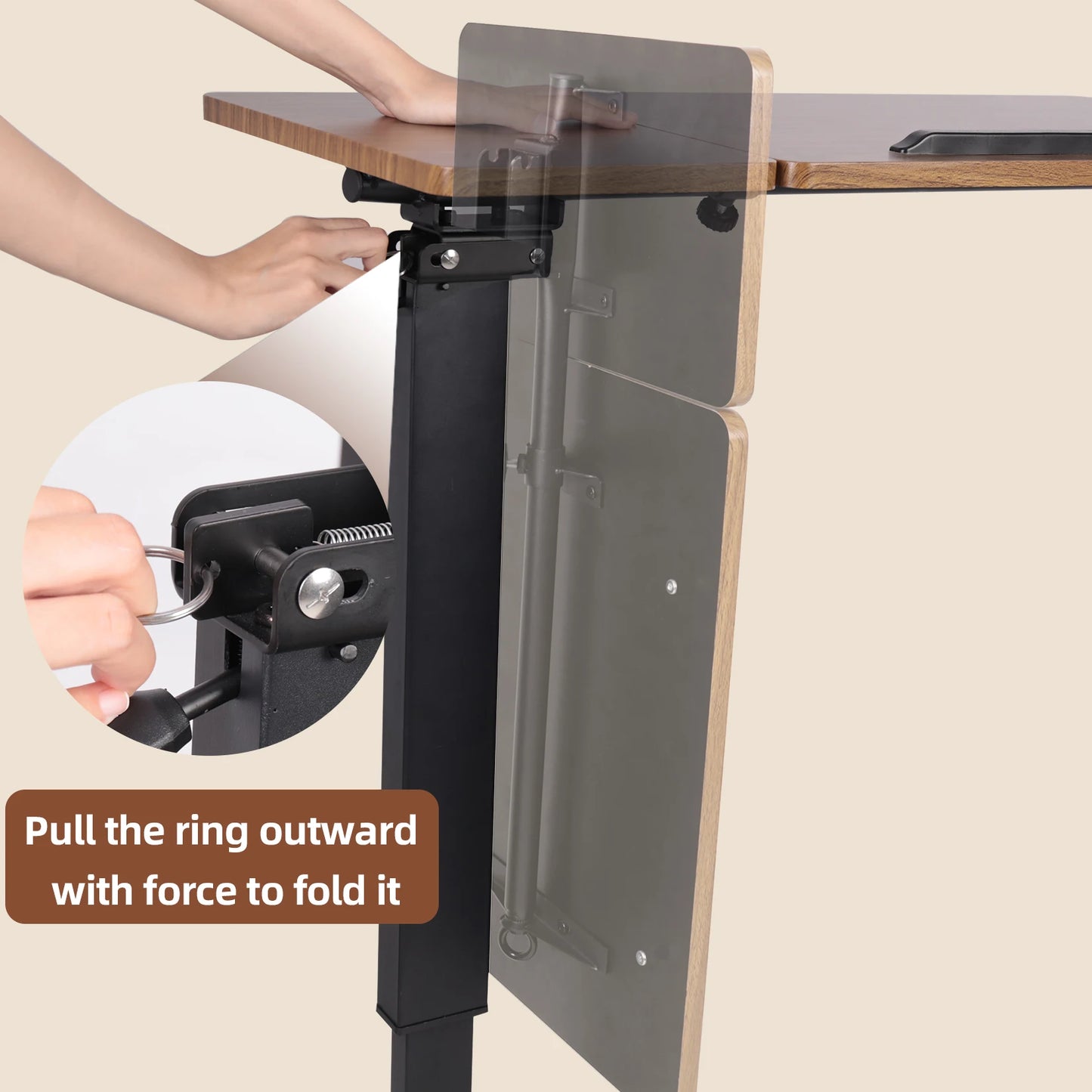 Height Adjustable Table,  Bedside desk,  Laptop Table with Hidden Rolling Wheels