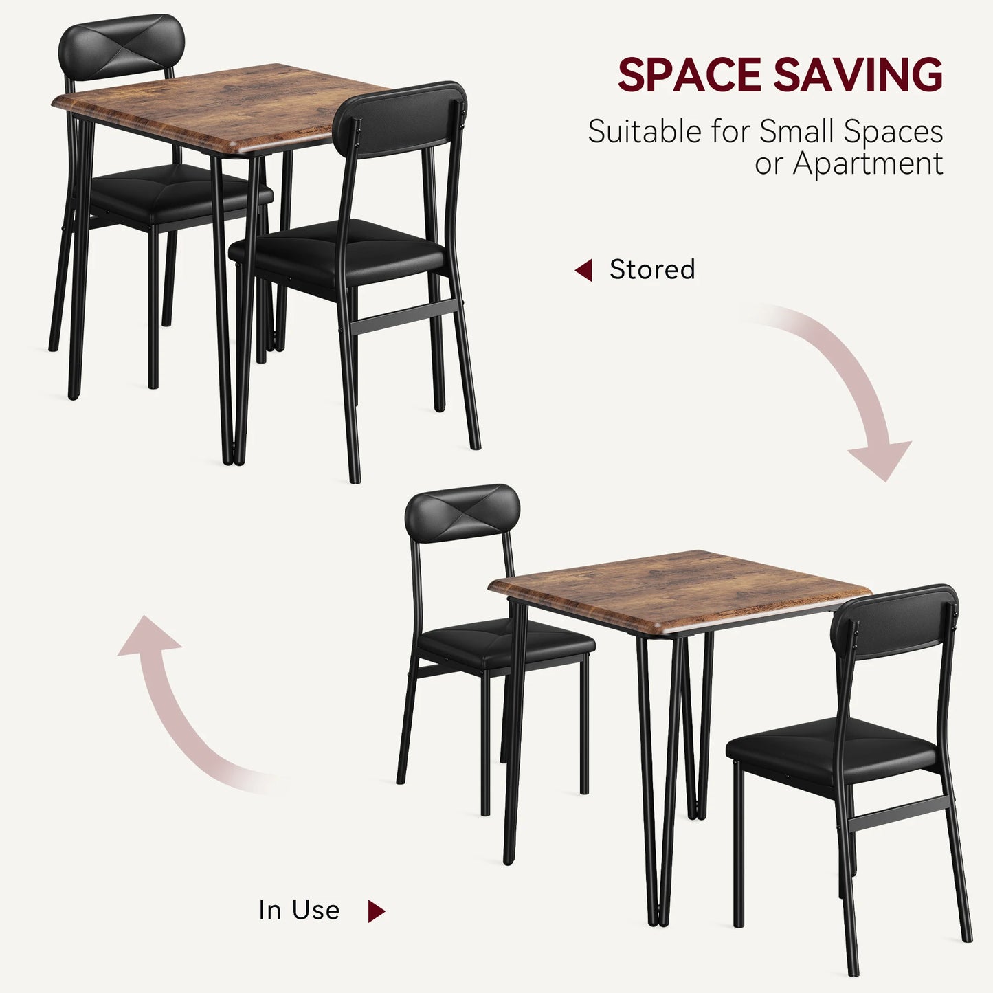 Small Dining Table Sets for 2 with Upholstered Chairs kitchen Dinner Table and Chairs Set of 2 Furniture for Dining Living Room