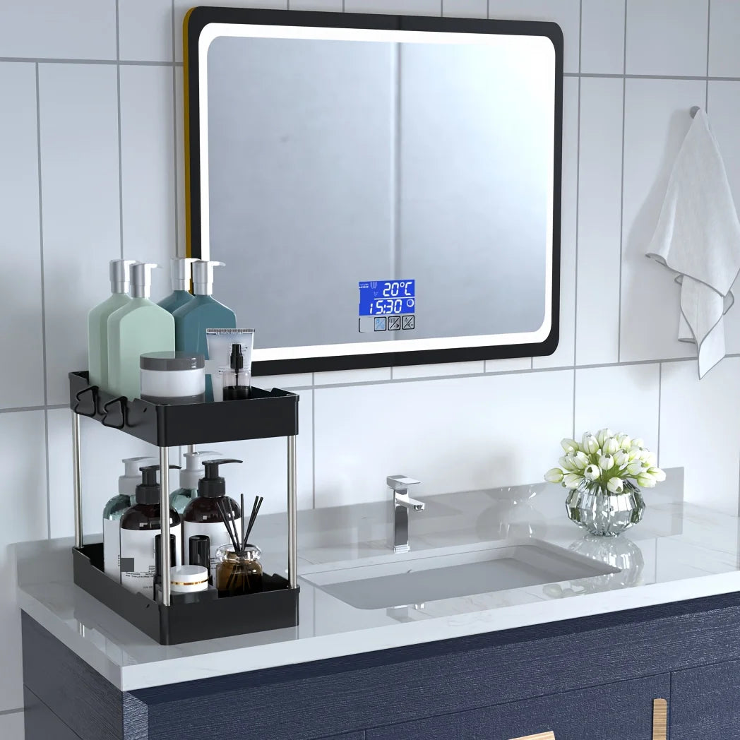 Under Bathroom Sink Organizers – Countertop Storage Racks for Cosmetics, Kitchen & Bathroom Use, Large, Medium, Small Sizes