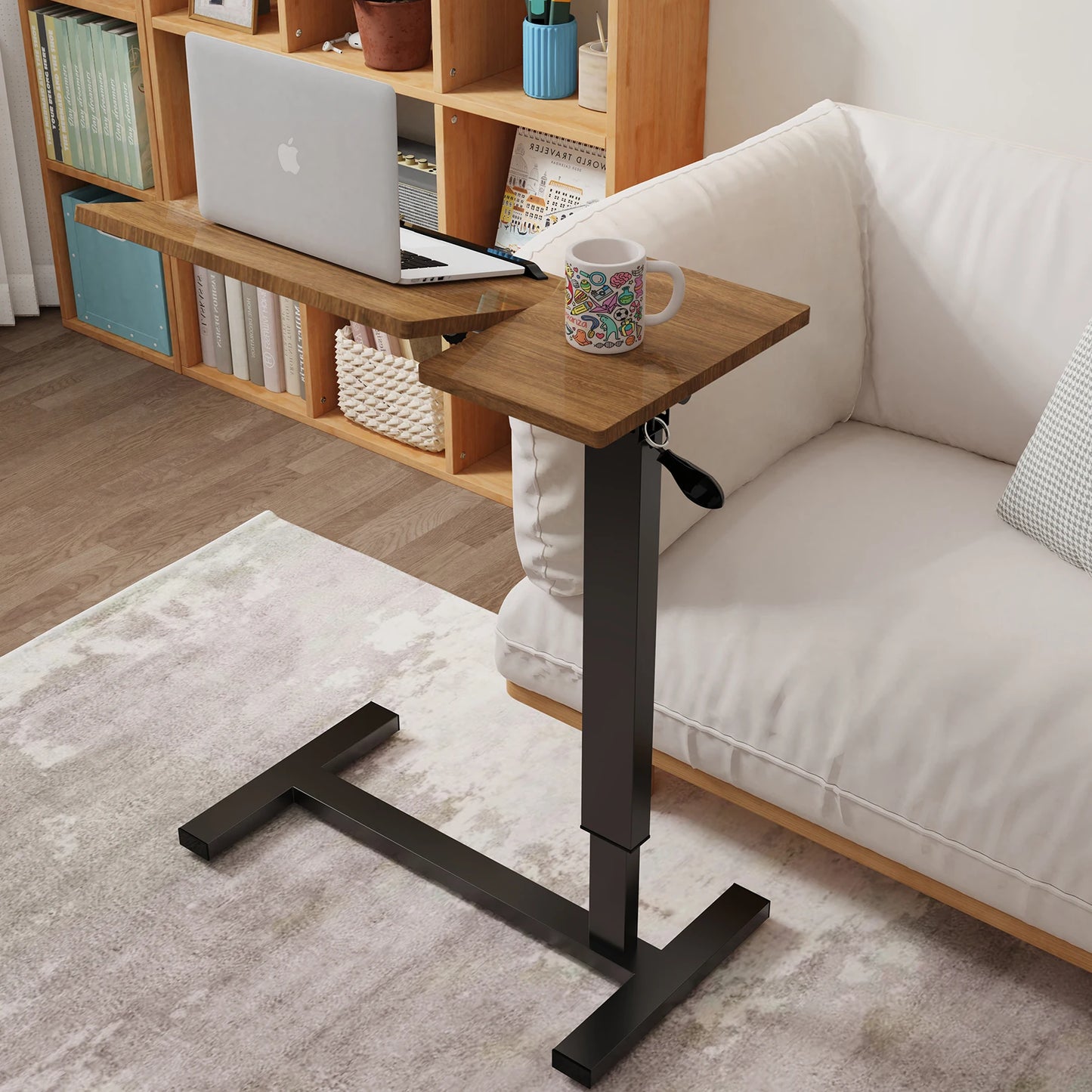 Height Adjustable Table,  Bedside desk,  Laptop Table with Hidden Rolling Wheels