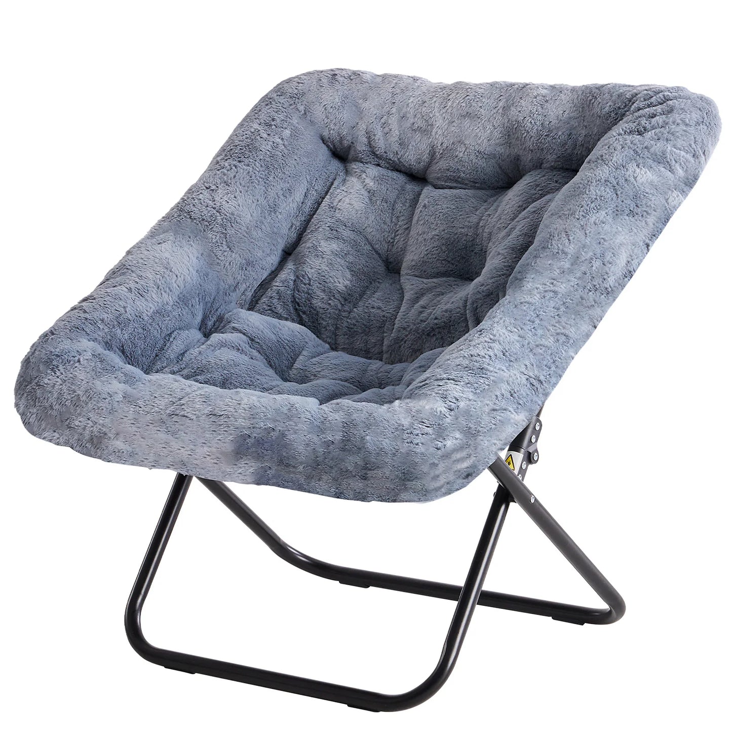 JHK 28IN Cozy Saucer Chairs, Soft Faux Fur, Large Size Folding Lounge, Living Room Padded Seat Metal Frame, Reading Chair