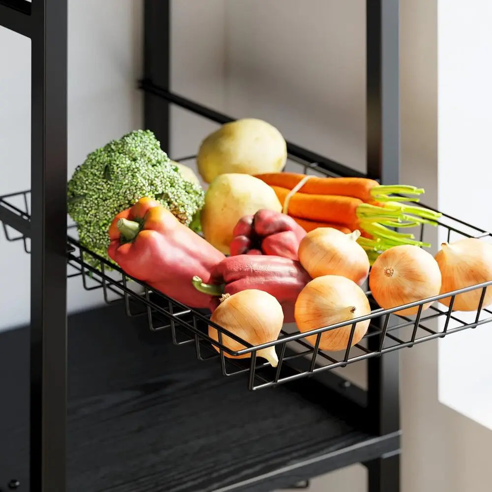 IRONCK Bakers Rack with 2 Storage Cabinets and Power Outlet, 45.3 Inch Kitchen Microwave Stand with Storage, Coffee Bar Cabinet