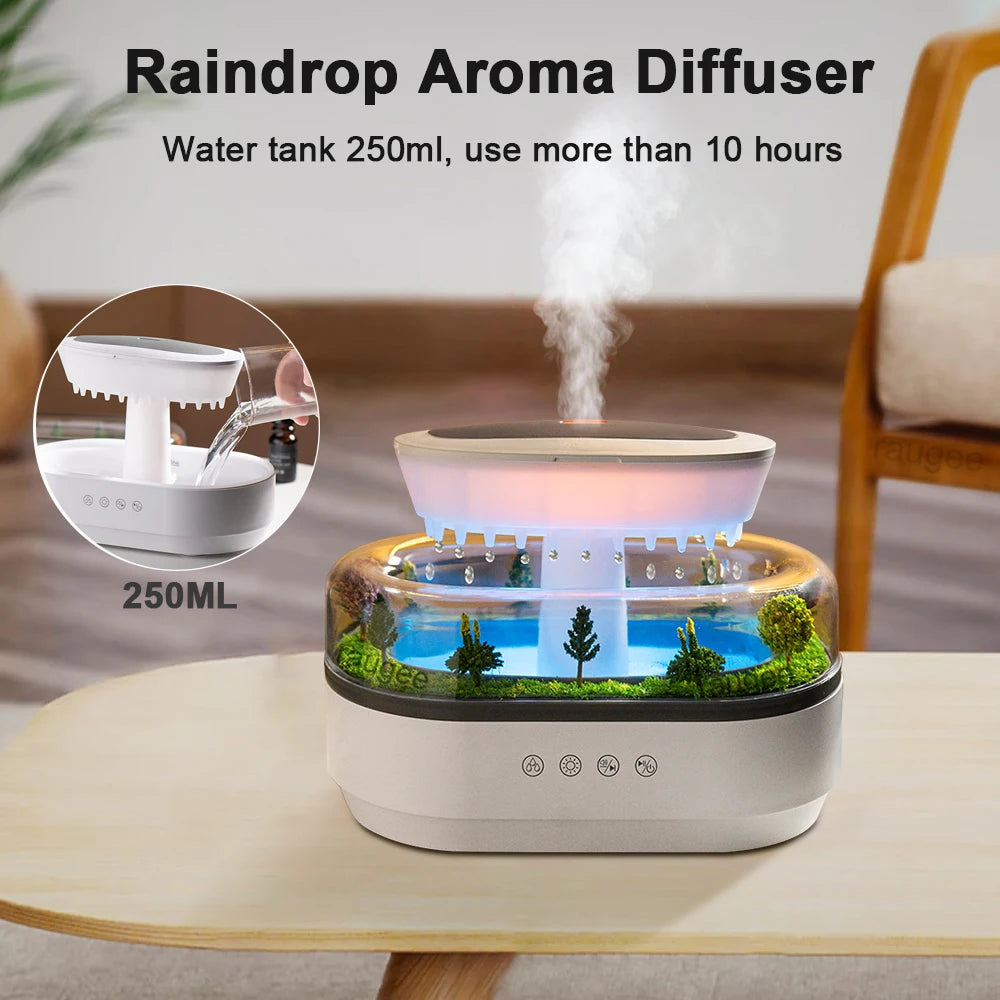 Humidifier Essential Oils Diffuser, Raindrop Music Humidifier, Home Fragrance, Aromatherapy Diffuser, Colorful Light Air Humidifier