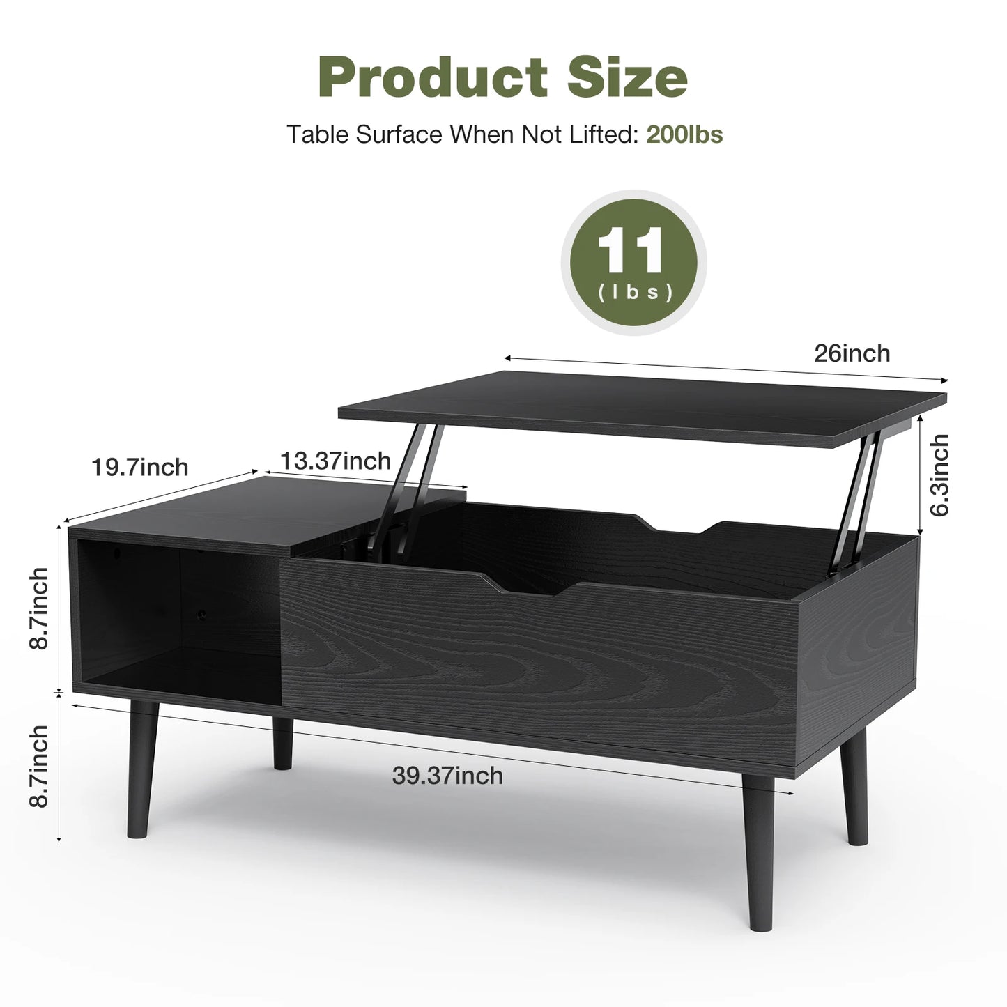 Lift Top Coffee Tables For Living Room 39.37"x19.7" Desk Tea Wood Dining Tables Adjustable Storage Shelf Easy Lift Or Lower