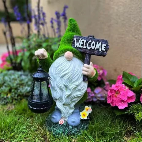 Solar-Powered Glow-in-the-Dark Fairy Sculpture Outdoor Miniature Gnome Decorative Statue Light Garden Lawn & Patio Decor