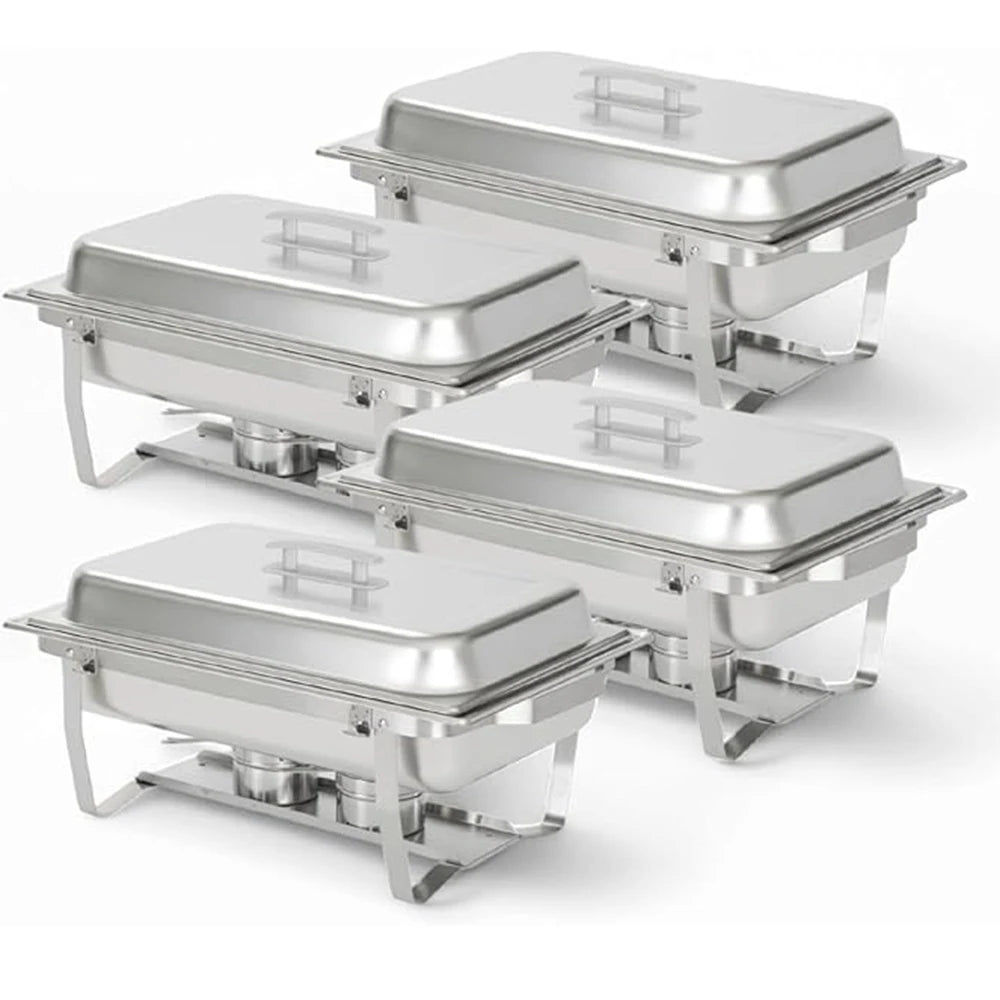 Chafing Dish Buffet Set 8QT Electric Stainless Steel 4/6 Pack Full Size Pans Food Warmer Chafing Fuel Holder for Party Catering