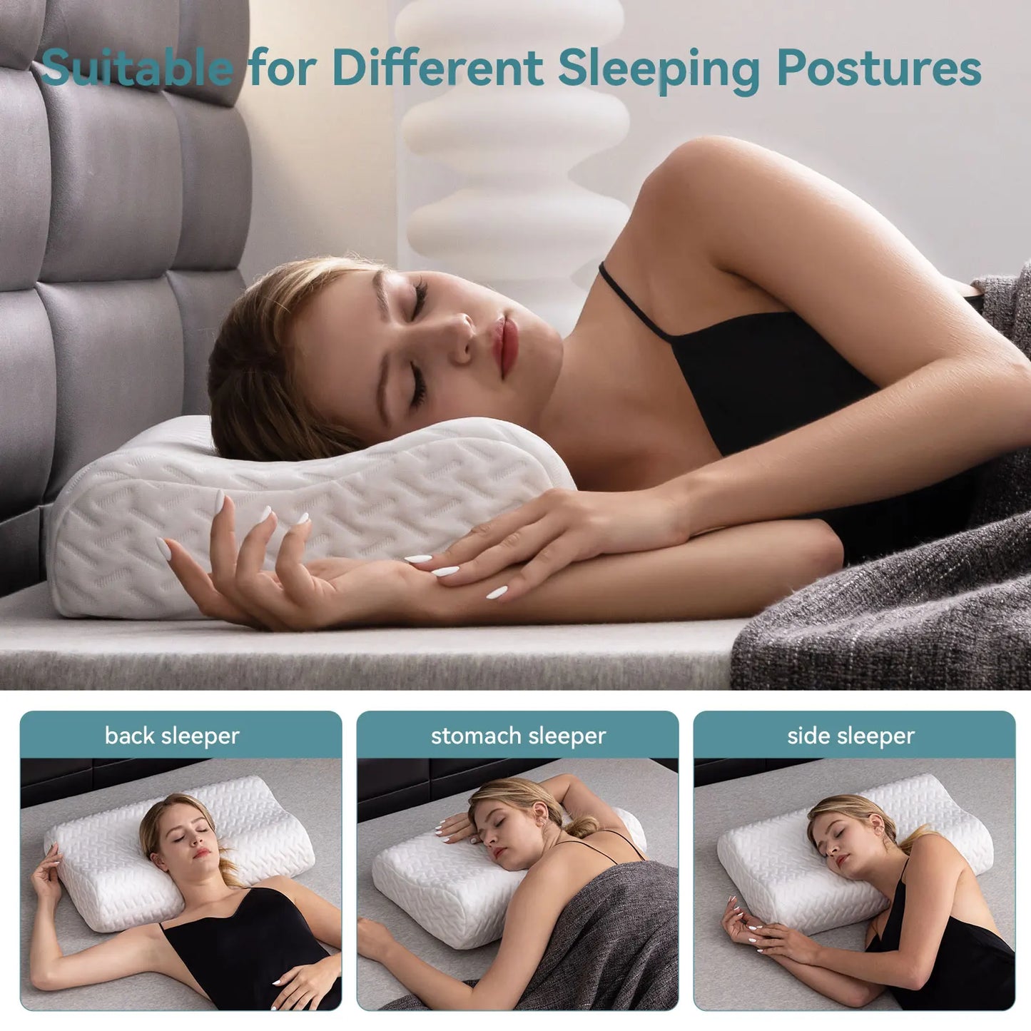 1 PC Ergonomic Memory Foam Pillow for Neck Pain Relief, Adjustable Contour Cervical Pillow for Side Sleepers