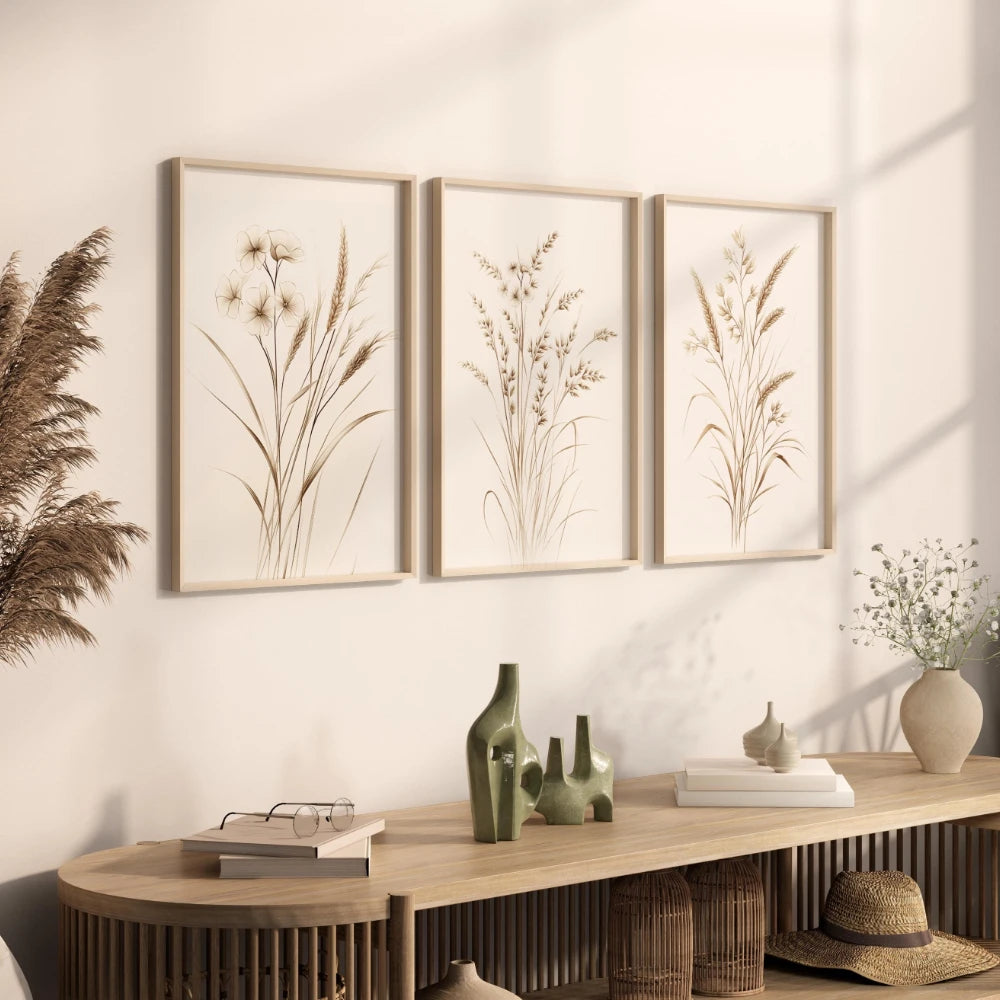 Beige Botanical Line Art Print Set Minimalist Floral Wall Decor Canvas Poster Prints Home Bedroom Living Room Decoration Gift