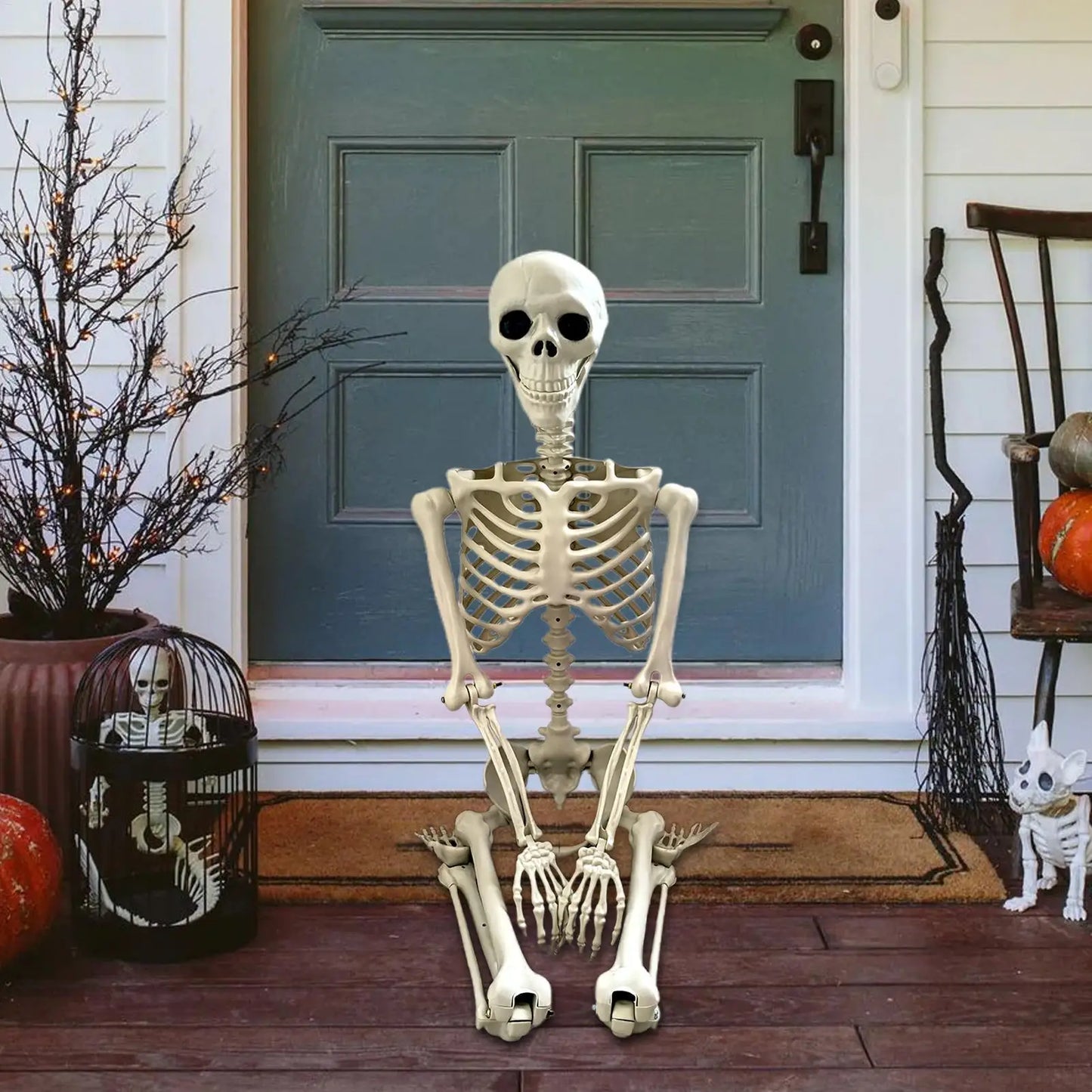 NEW 1pcs Halloween Decoration Fake Skeleton Sculpture For Halloween Decor, Home Decor, Garden Decor, Haunted House