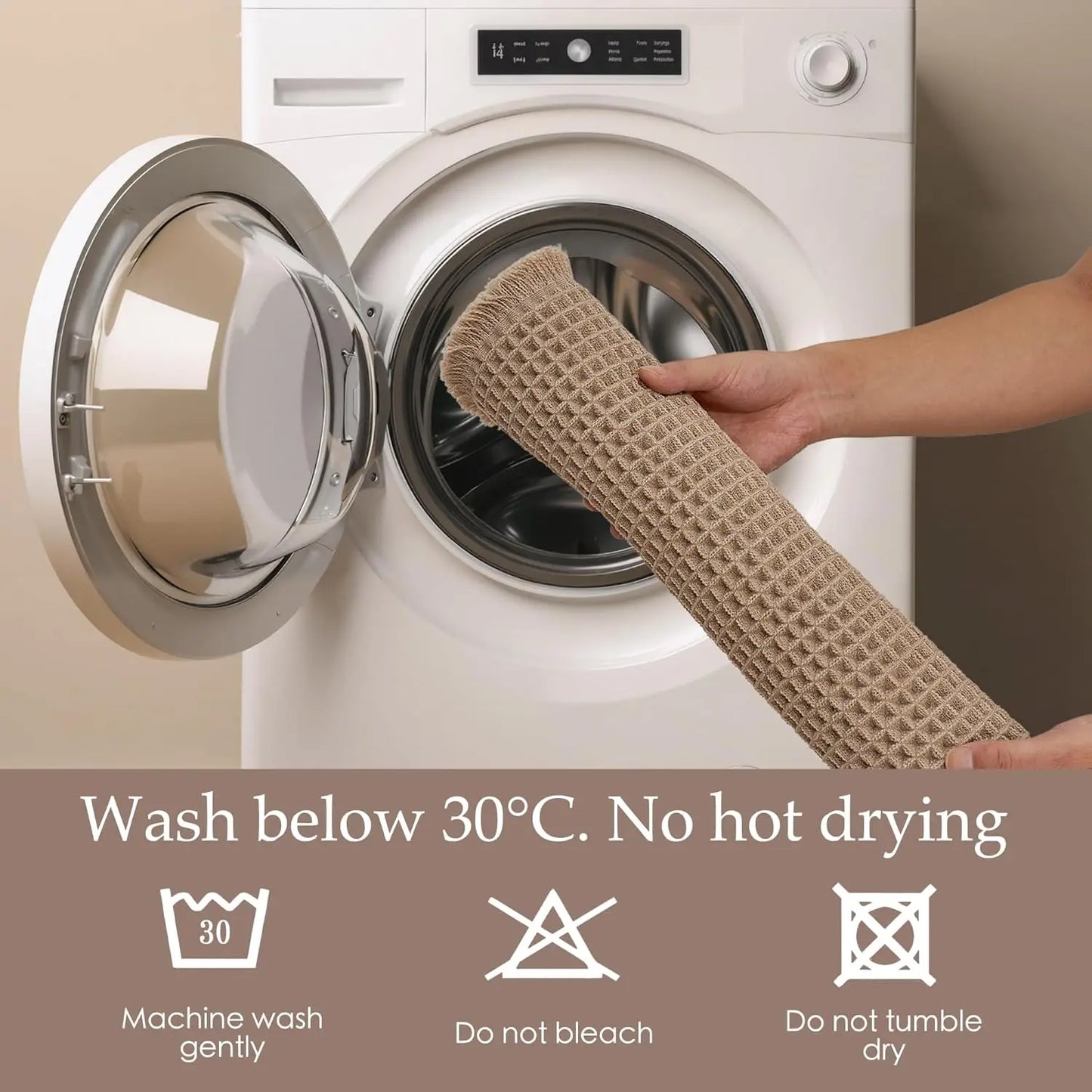 Non Slip Waffle Brown Bathroom Rugs, Super Absorbent Quick Dry Soft Washable Small Bath Mat with Tassels for Bathroom
