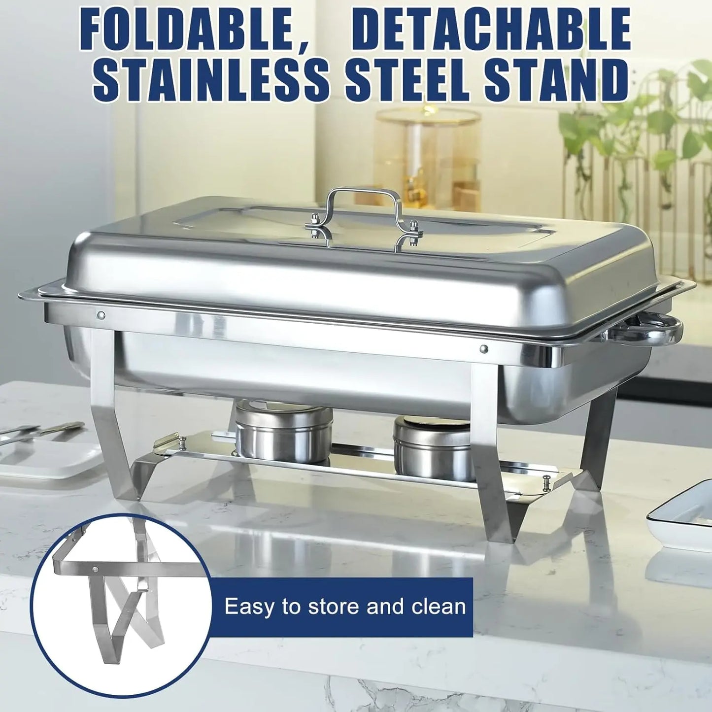 Chafing Dish Buffet Set 8QT Electric Stainless Steel 2 Pack Full Size Pans Food Warmer Chafing Fuel Holder for Party Catering