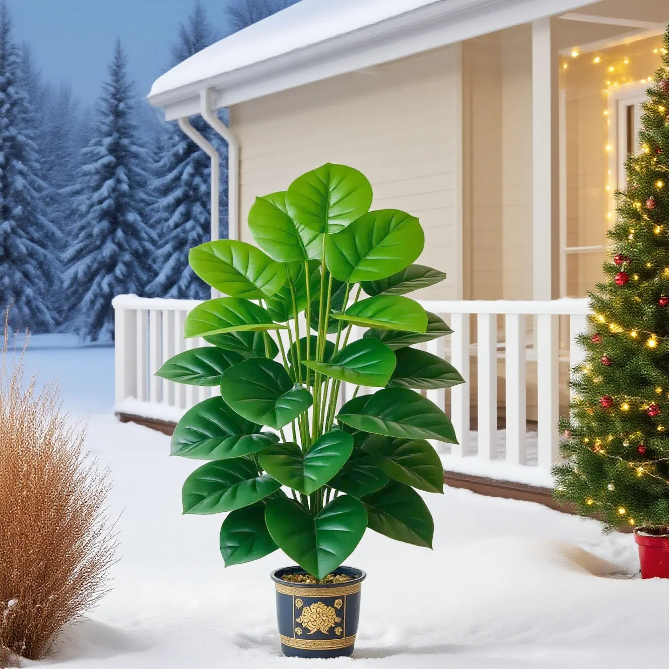 Large Artificial Pothos Plant with 24 Leaves, Tall Faux Greenery in Pot for Indoor Outdoor Decor, Perfect for Living Room, Office