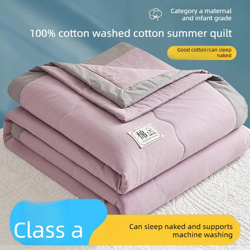 100% cotton inside and outside summer cool  air conditioning quilt washed cotton pure cotton summer quilt thin quilt summer