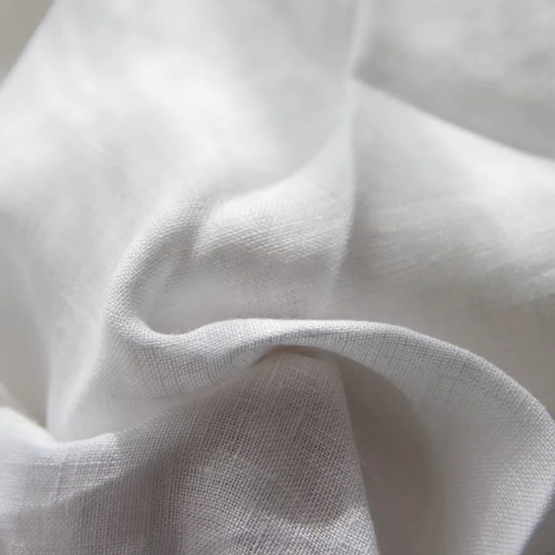 100% Linen Bedding Set,1 Duvet Cover with Tie Closure,2 Pillowcases,Fitted Sheet,Soft, Machine Washable,White