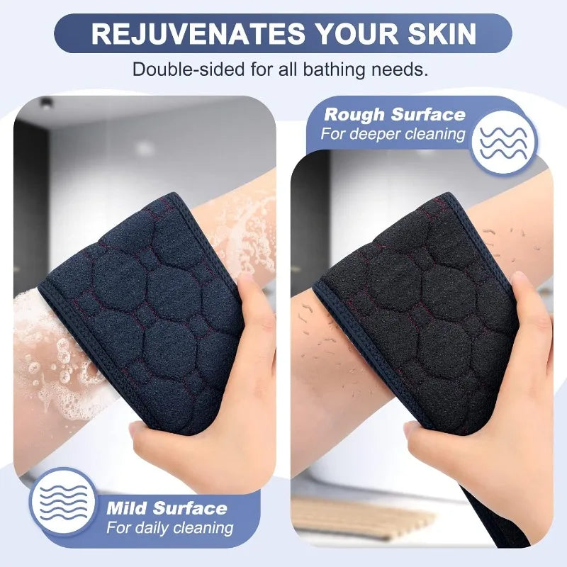 Exfoliating Back Scrubber  Washcloth Bath Tool for Use in Shower, Back Washer to Deep Clean Your Skin for Men & Women