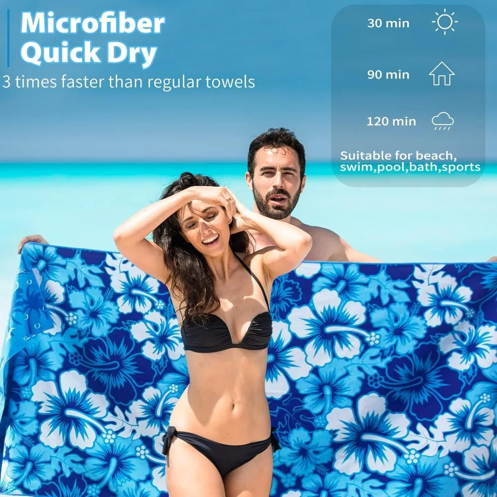 6 Pack Microfiber Thin Beach Towel Lightweight 71x32 Oversized Extra Large Sand Free Towels Quick Dry for Beach, Pool, Gym