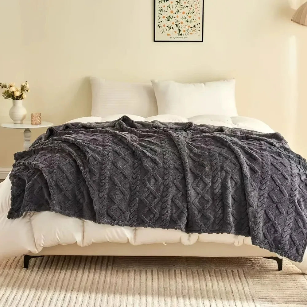 Thick Plush Fleece Blanket Soft Sherpa Throw for Couch Bed Sofa Cozy Warm Lightweight Flannel Blanket for Winter Home