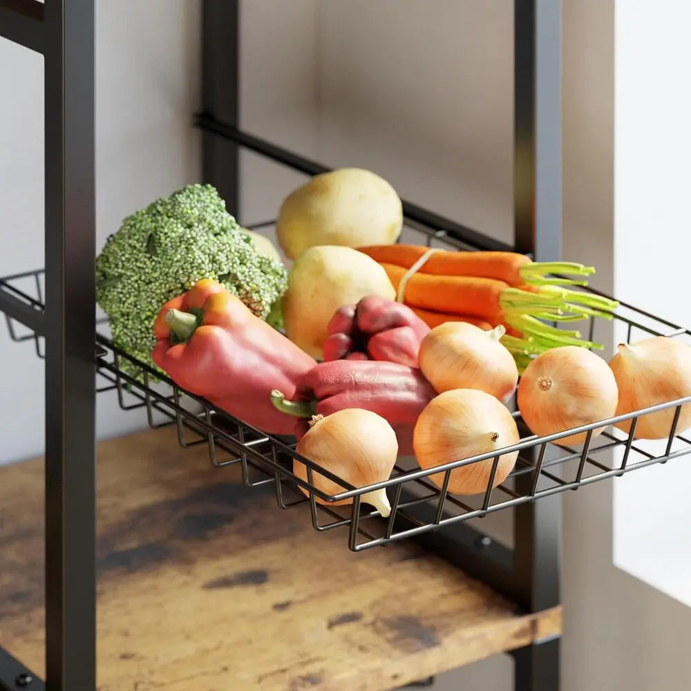 IRONCK Bakers Rack with 2 Storage Cabinets and Power Outlet, 45.3 Inch Kitchen Microwave Stand with Storage, Coffee Bar Cabinet