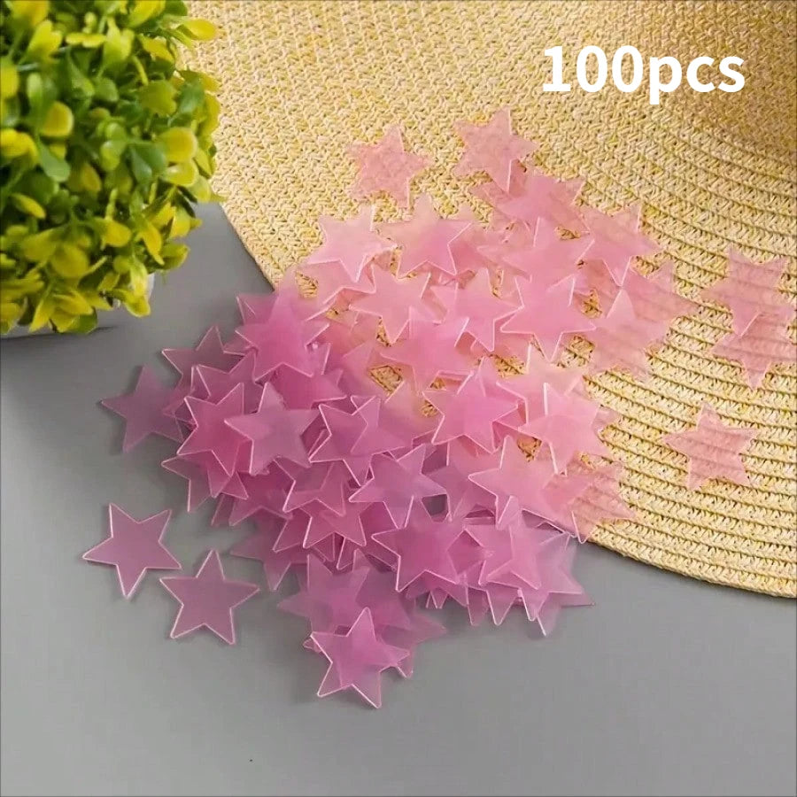 100pcs Star Wall Stickers Luminous Glow in The Dark Ceiling Decor for Bedroom, Create Starry Sky Wall Art