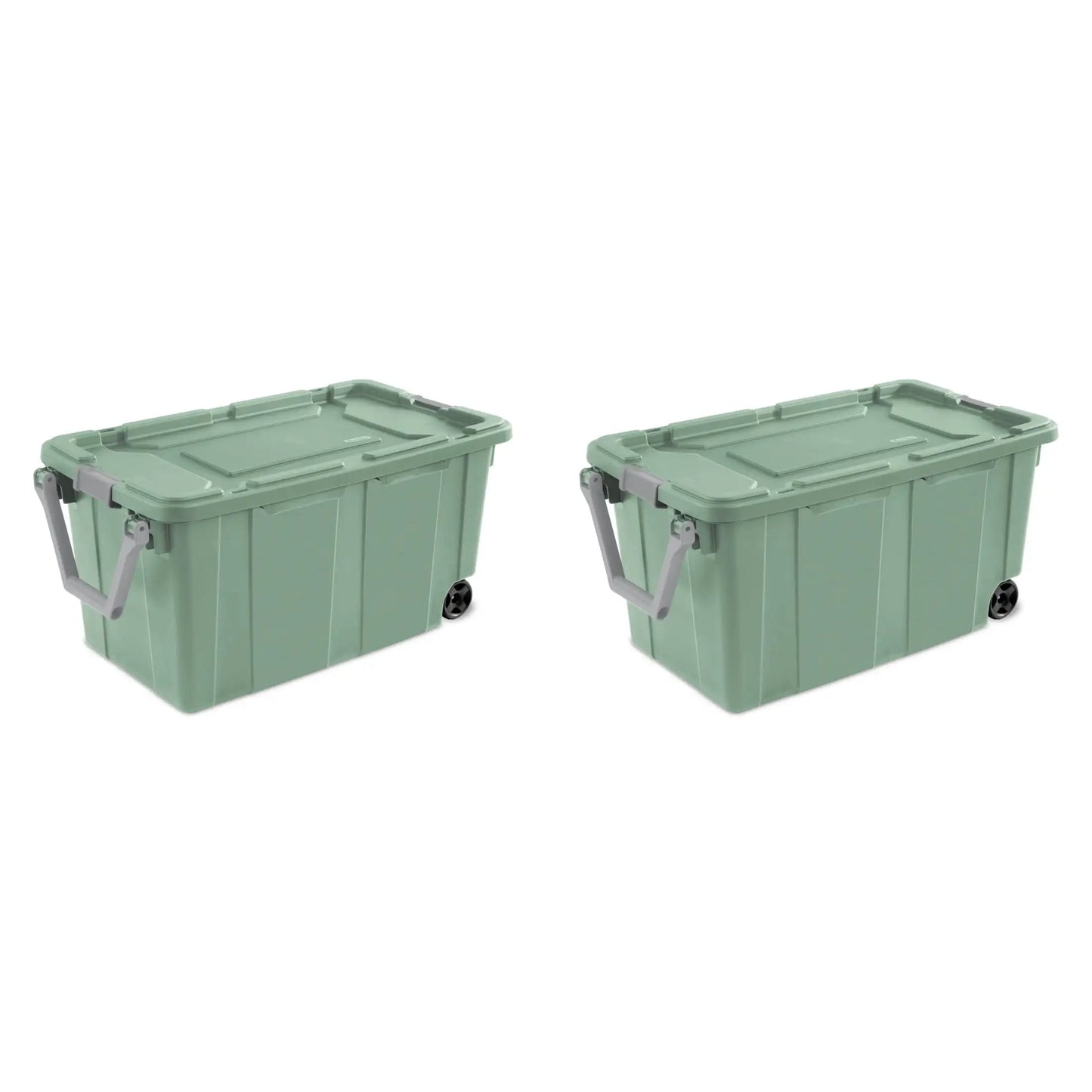 Sterilite 40 Gallon Wheeled Industrial Tote Plastic, Black, Set of 2