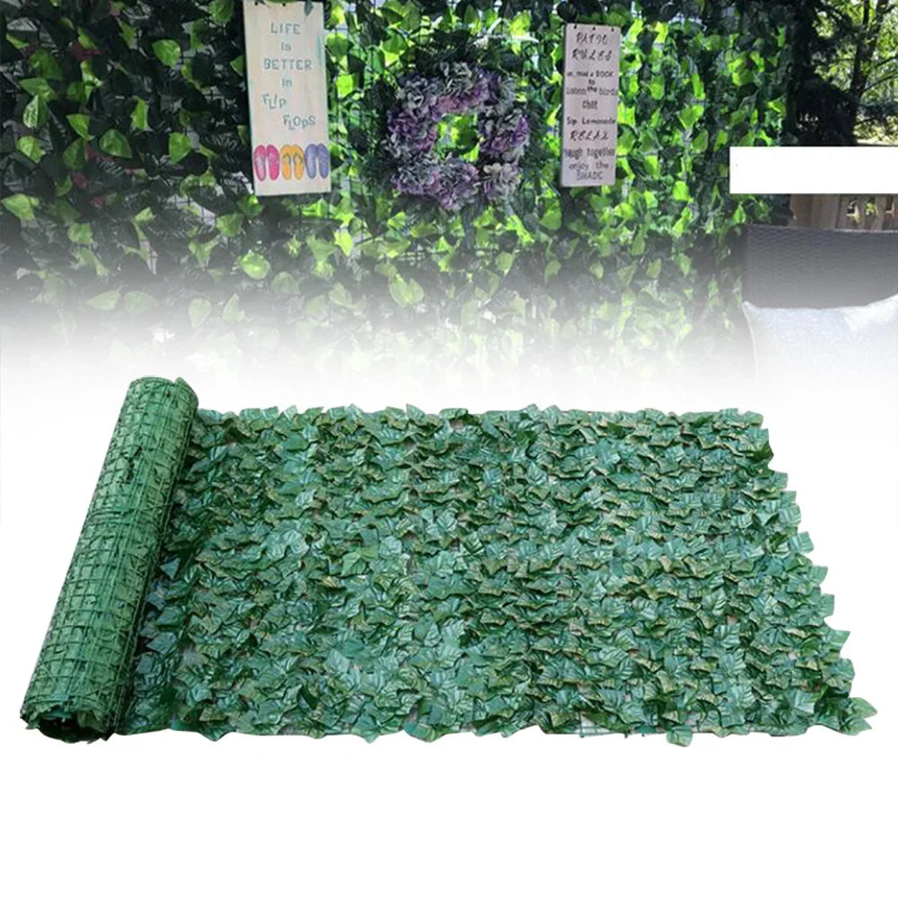 6 FT Ivy Leaf Artificial Fence Screen - Realistic Green Plastic Vine Plants for Outdoor Indoor Garden Decor, Hedge Wall Panel
