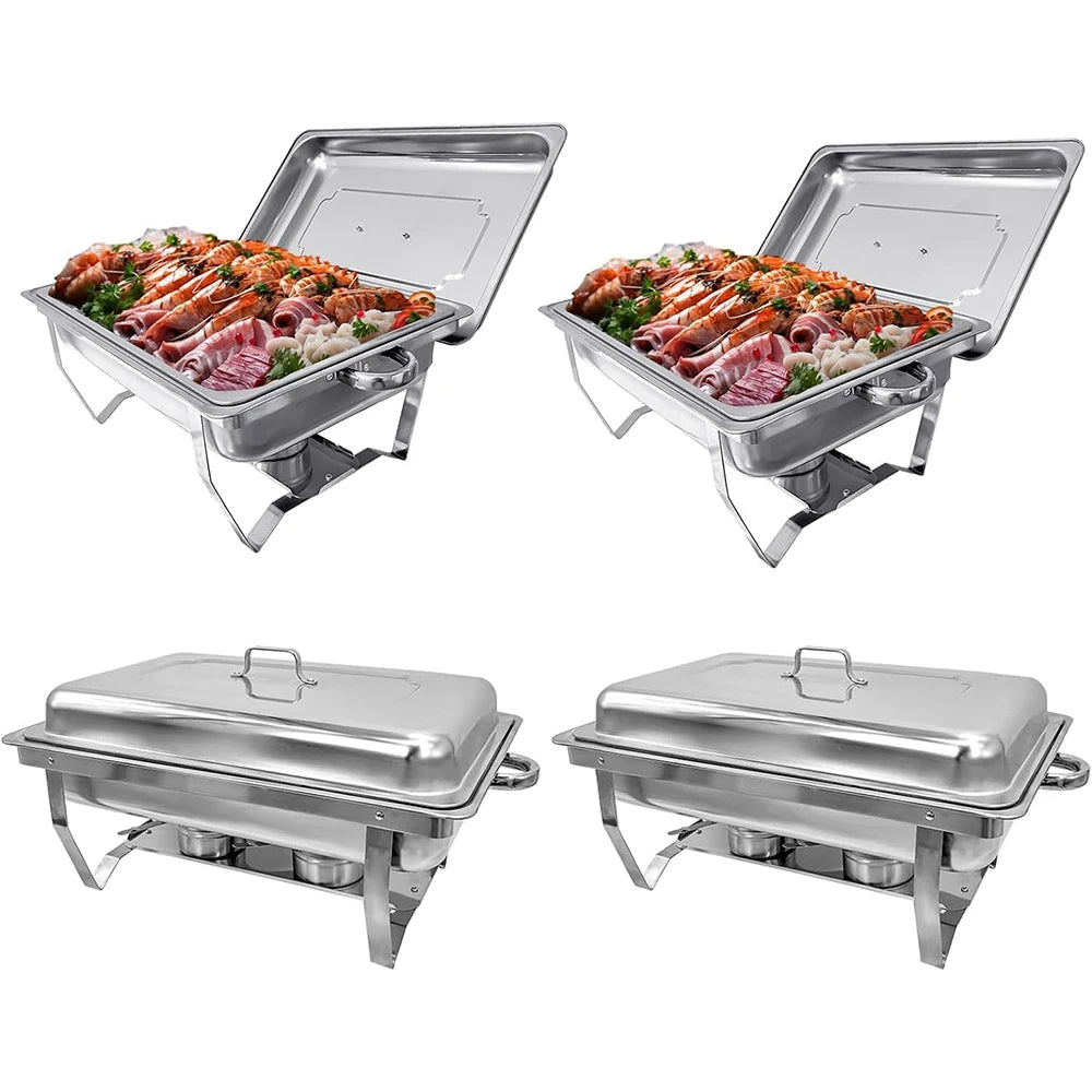 Chafing Dish Buffet Set 8QT Electric Stainless Steel 2 Pack Full Size Pans Food Warmer Chafing Fuel Holder for Party Catering