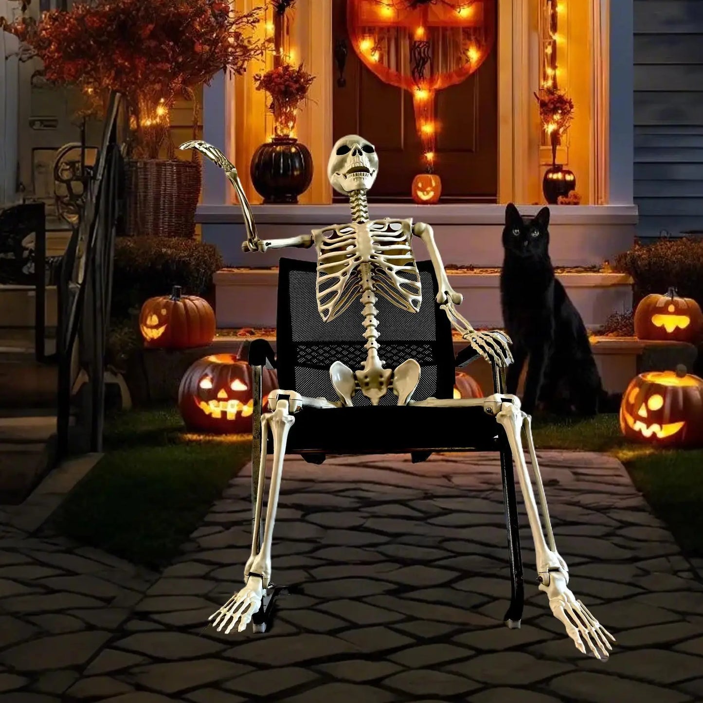 NEW 1pcs Halloween Decoration Fake Skeleton Sculpture For Halloween Decor, Home Decor, Garden Decor, Haunted House