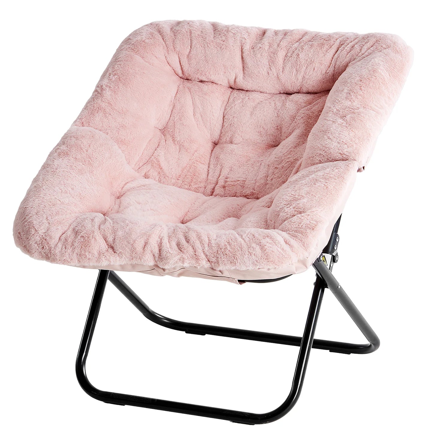 JHK 28IN Cozy Saucer Chairs, Soft Faux Fur, Large Size Folding Lounge, Living Room Padded Seat Metal Frame, Reading Chair