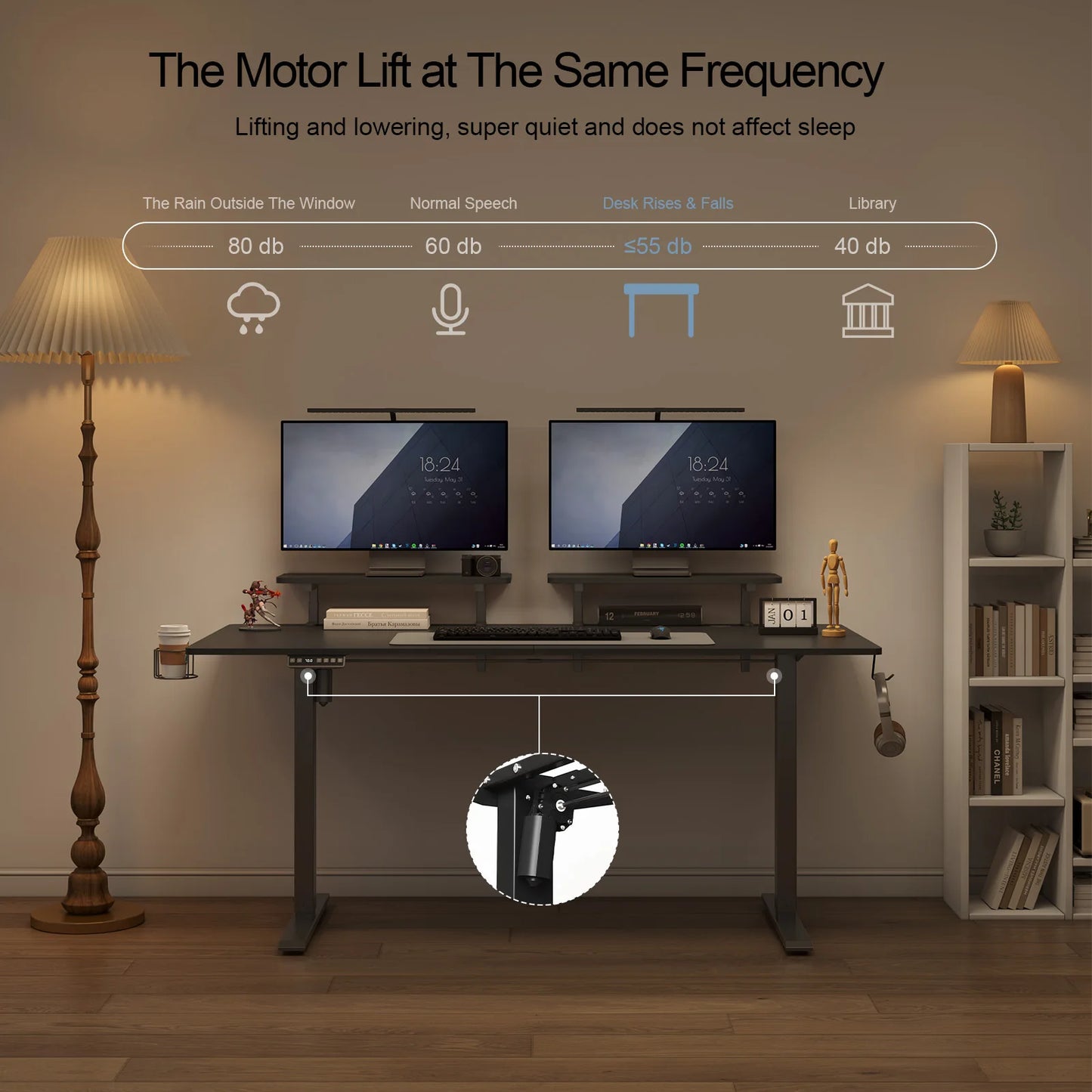 Standing Desk w/ 2 Adjustable Monitor Shelves, Electric Stand Up Desk with Memory Controller & Adjustable Height