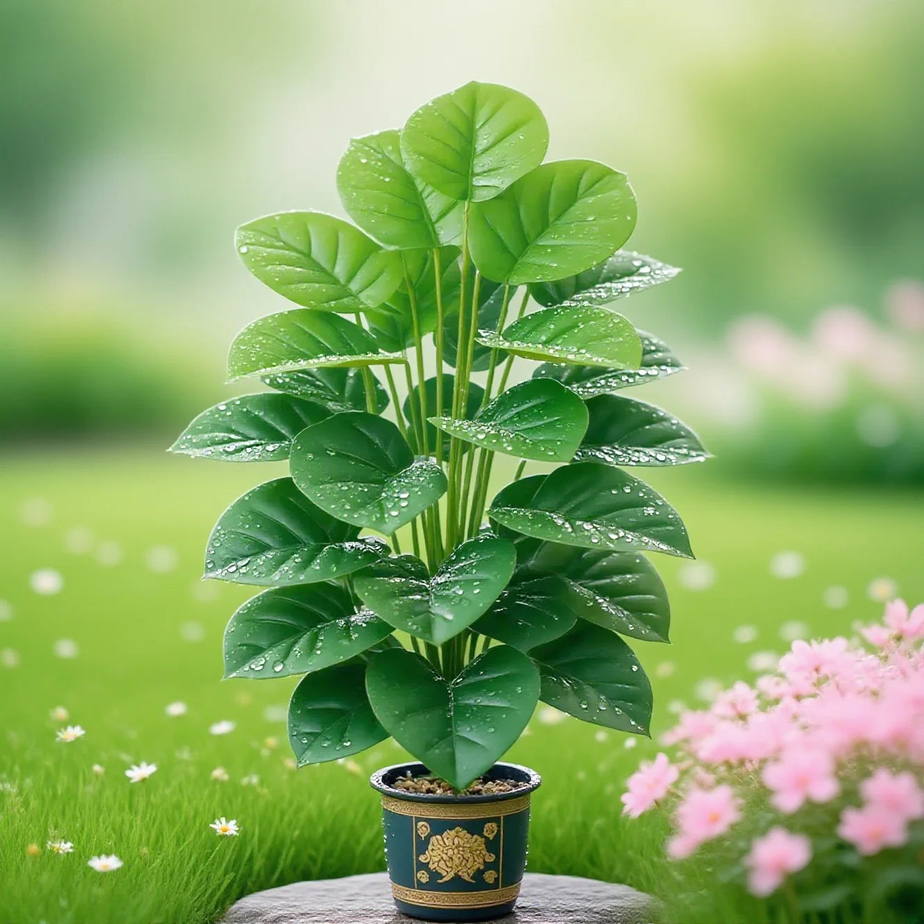 Large Artificial Pothos Plant with 24 Leaves, Tall Faux Greenery in Pot for Indoor Outdoor Decor, Perfect for Living Room, Office