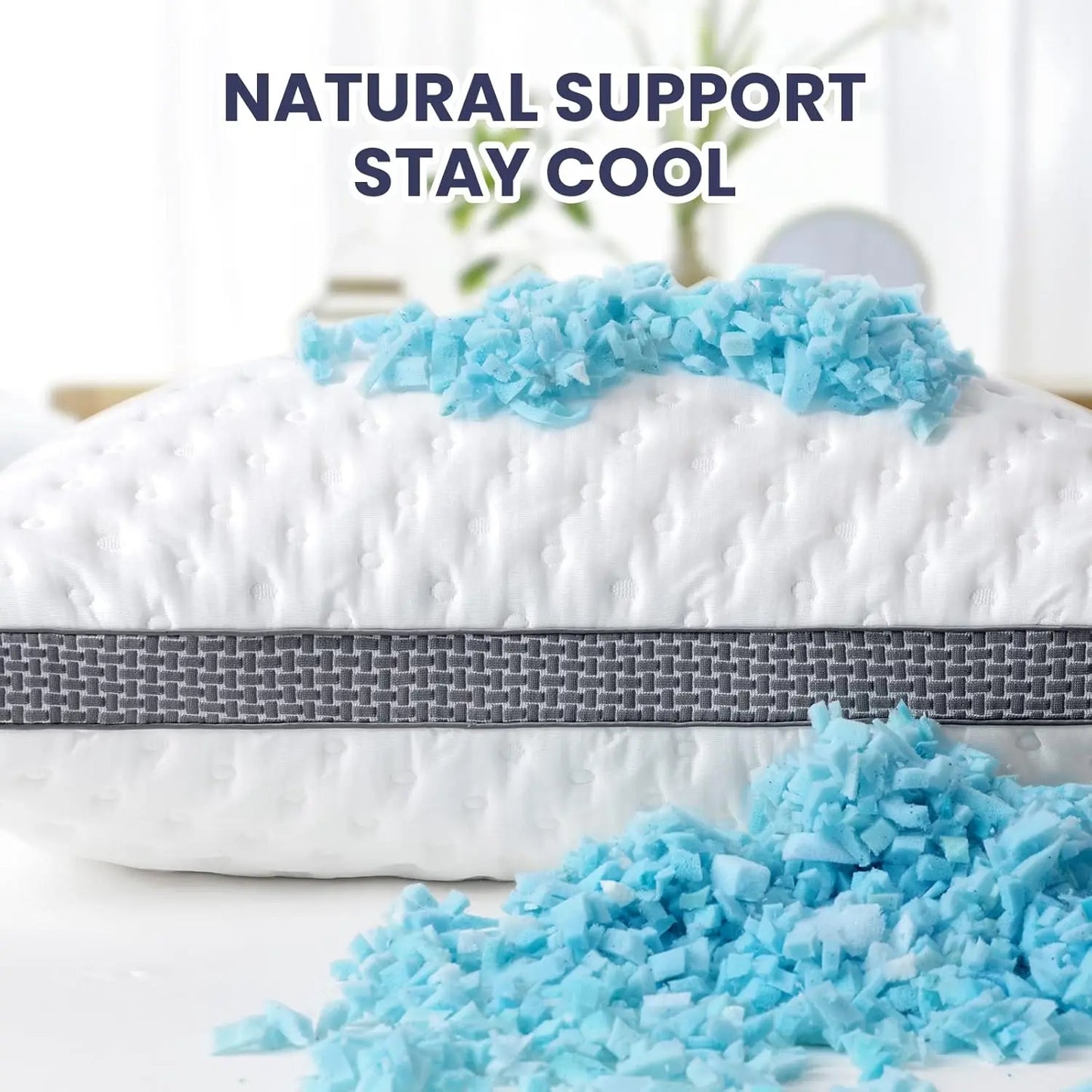 BedStory Cooling Pillow 1 Pack Q/K, Cooling Gel Memory Foam Bed Pillow, Medium Firm Pillow for Sleeping, CertiPUR-US Certified
