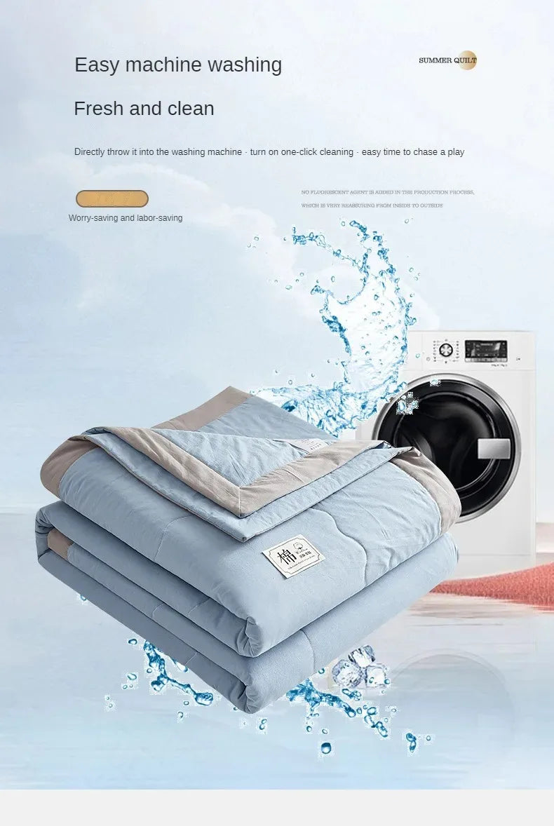 100% cotton inside and outside summer cool  air conditioning quilt washed cotton pure cotton summer quilt thin quilt summer