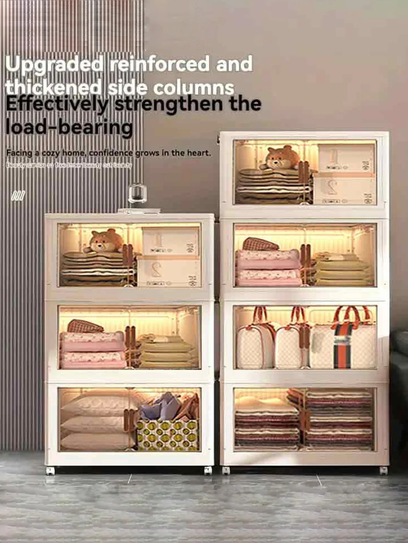 5 Tier Versatile 1-5 Tier Folding Storage Cabinet with Magnetic Doors - Dustproof, Waterproof for Clothes, Toys, Snacks