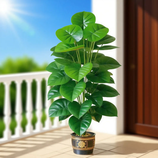 Large Artificial Pothos Plant with 24 Leaves, Tall Faux Greenery in Pot for Indoor Outdoor Decor, Perfect for Living Room, Office
